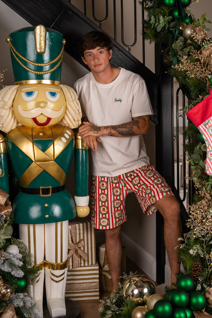 Mens Striped Wreath Ribbed Modal Short Set