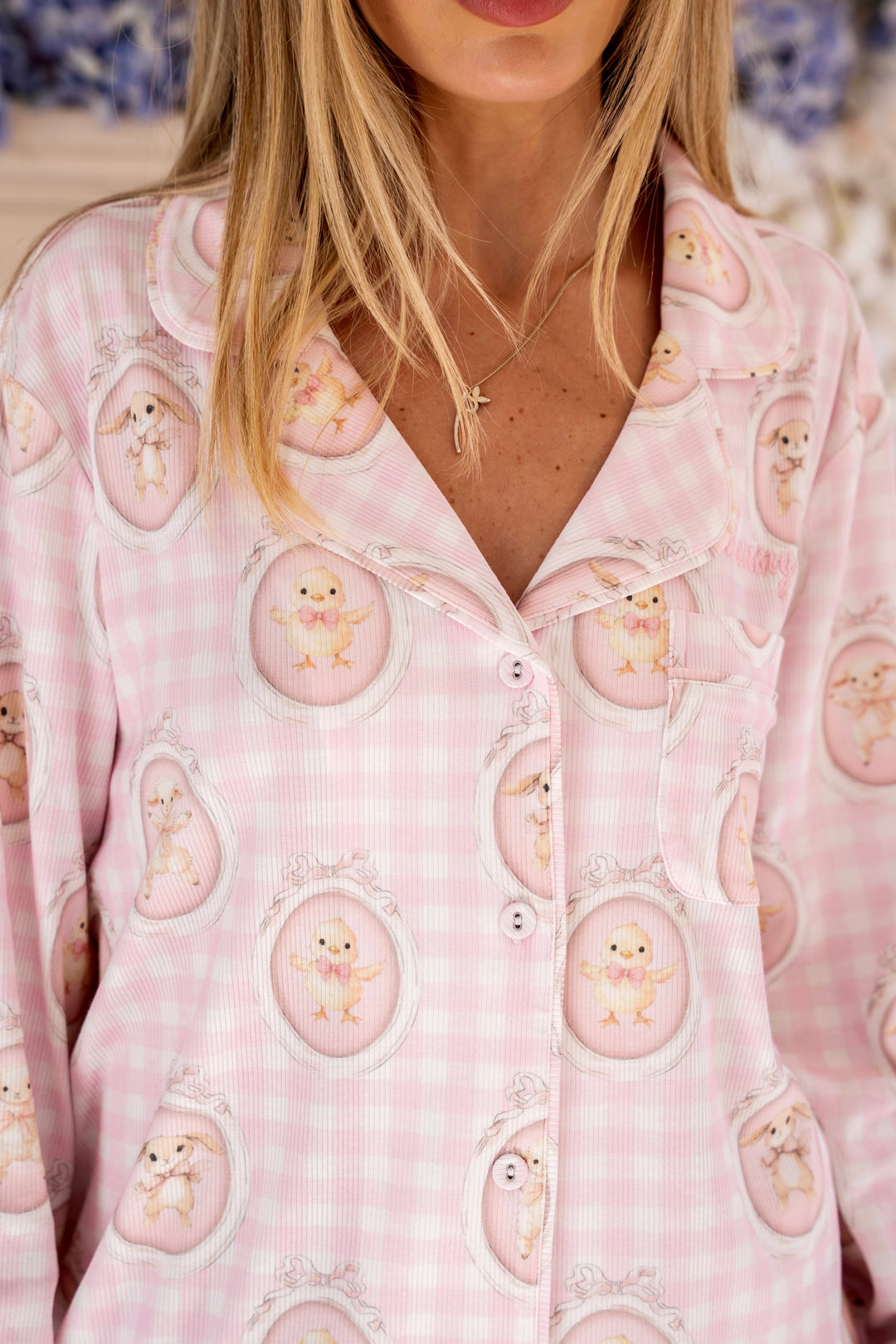 Pink Easter Ribbed Modal Pants Set