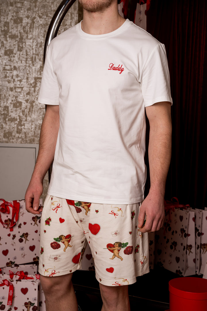 Mens Valentine's Ribbed Modal Short Set