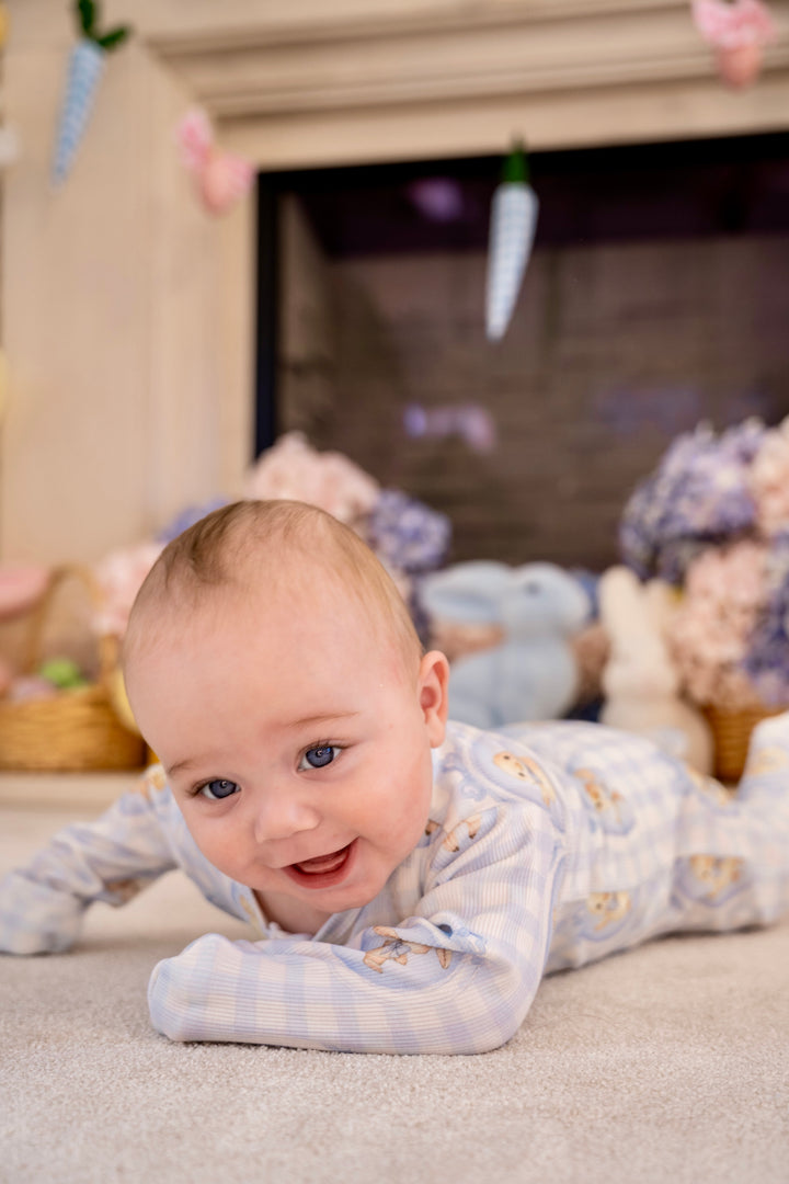 Baby Boy Blue Easter Ribbed Modal Babygrow