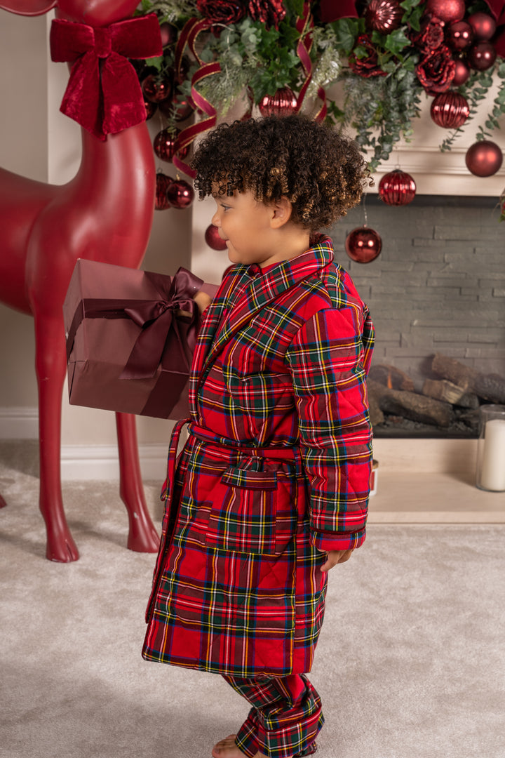 Childrens Personalised Tartan Luxury Quilted Robe