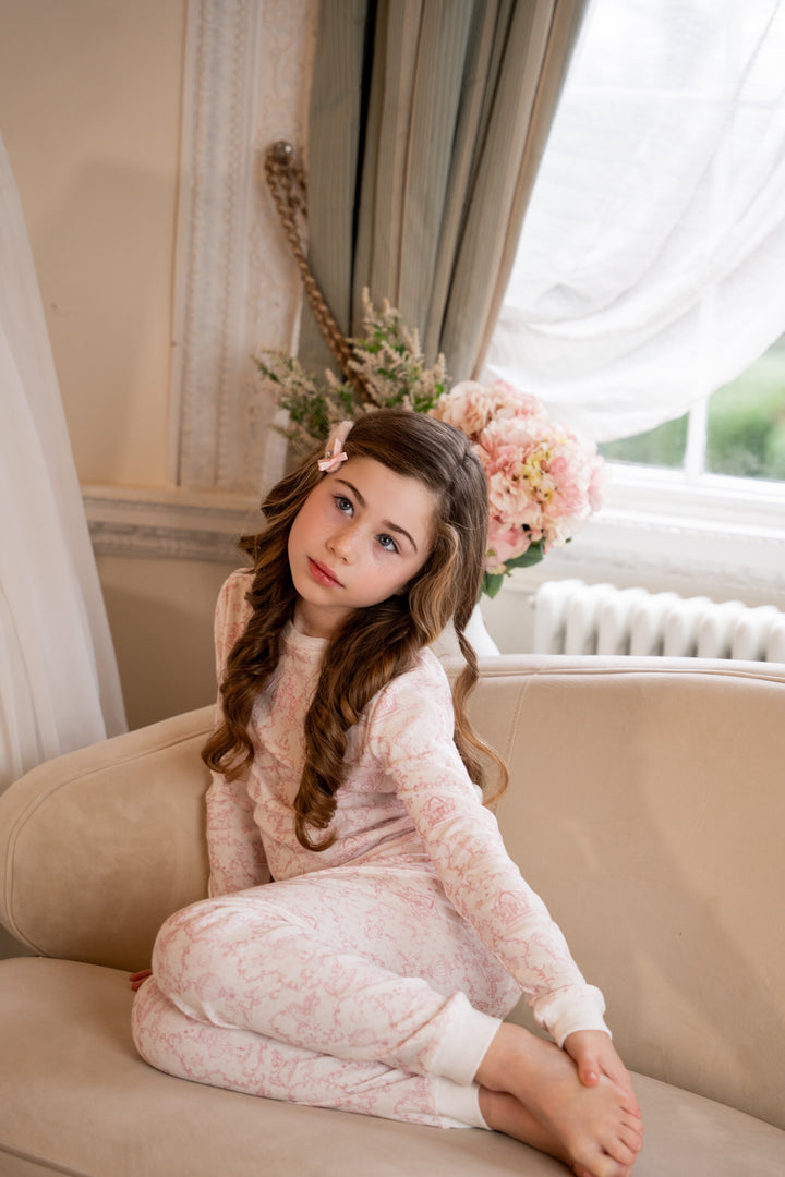 Girls Pink Personalised Pointelle Pyjama Set