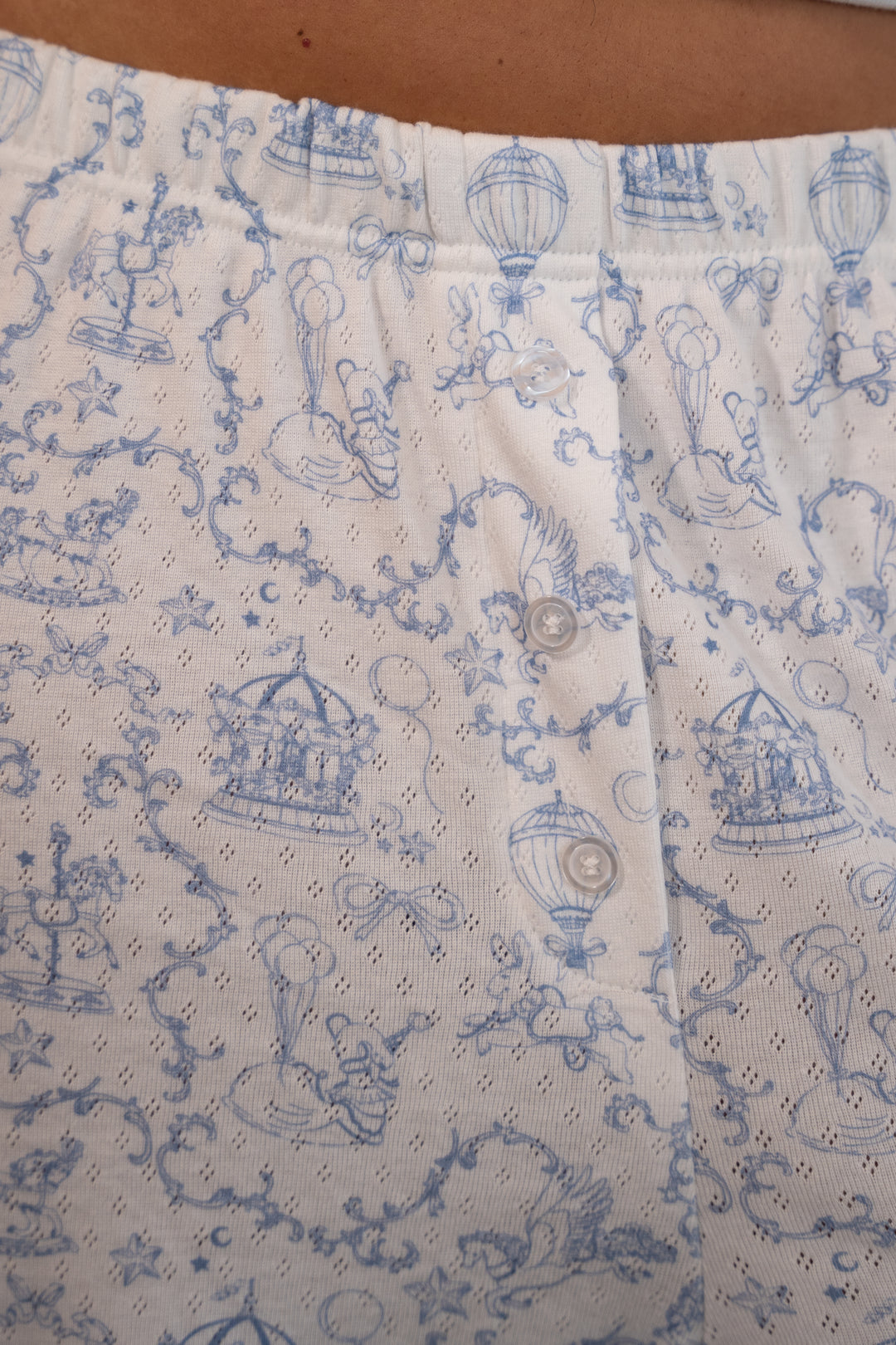 Ladies Blue Personalised Pointelle Pyjama Set