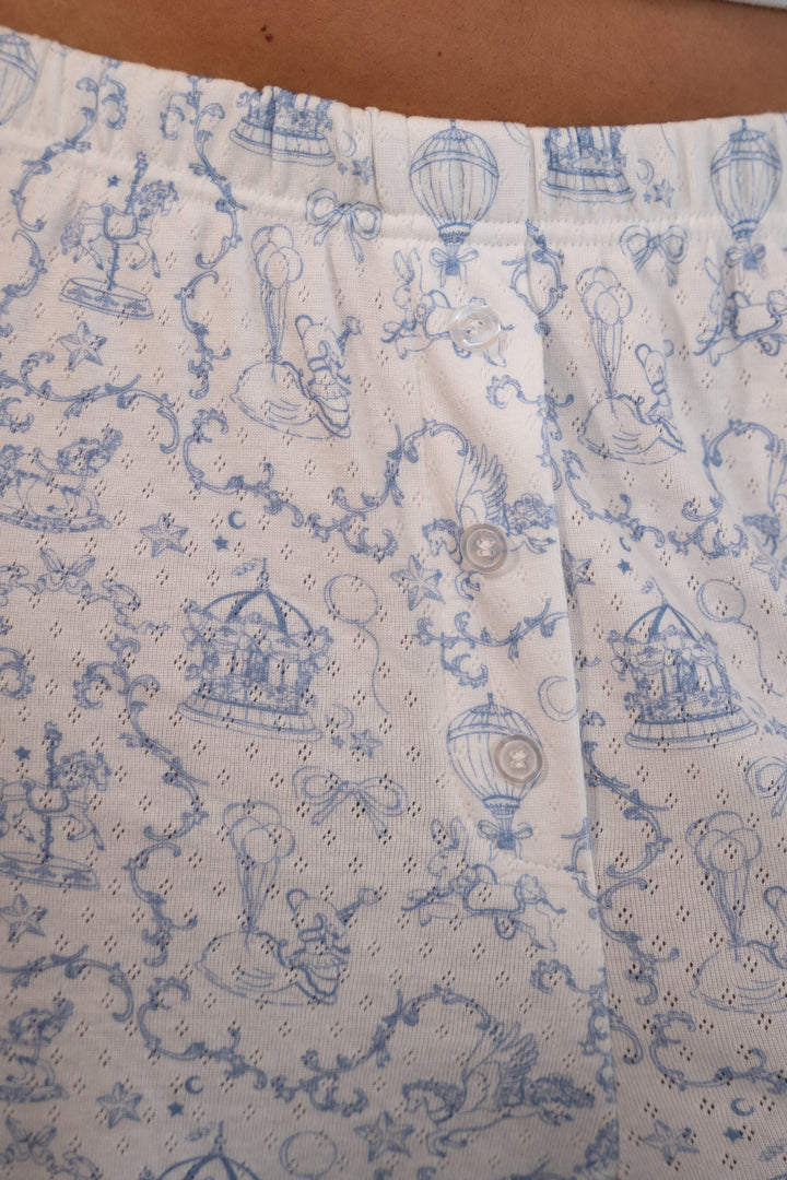 Ladies Blue Personalised Pointelle Pyjama Set