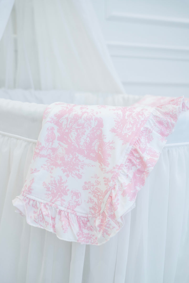 Pink Toile De Jouy Jersey Blanket