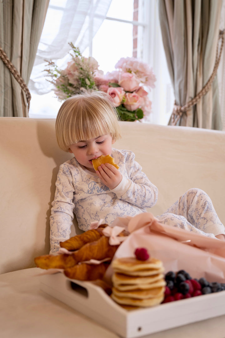 Boys Blue Personalised Pointelle Pyjama Set