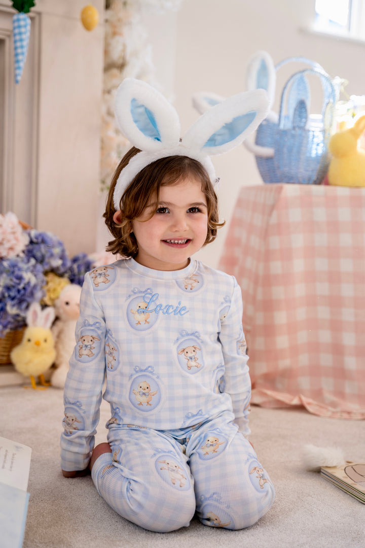 Boys Blue Easter Ribbed Modal Pyjama Set