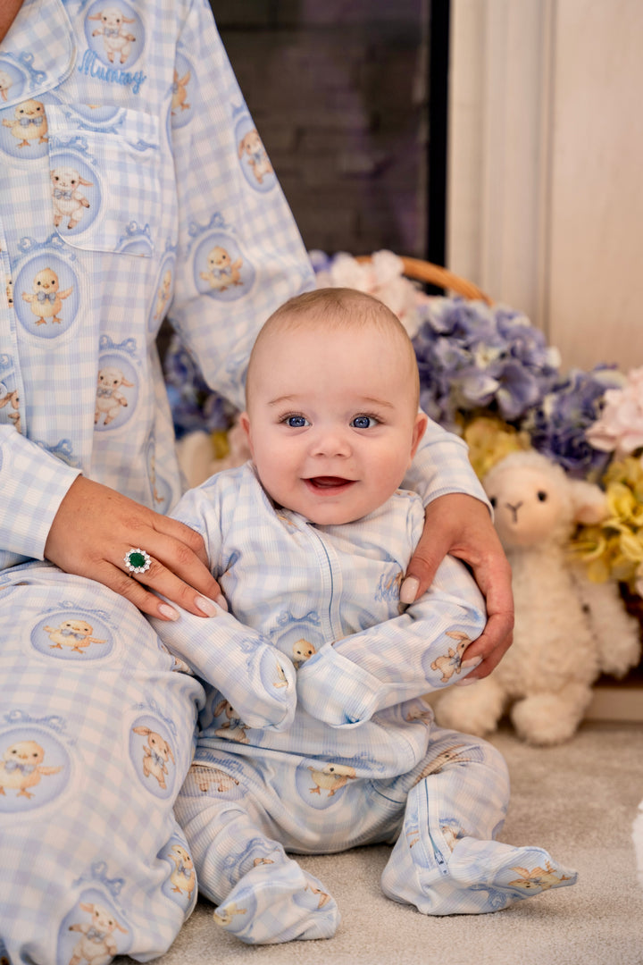 Baby Boy Blue Easter Ribbed Modal Babygrow