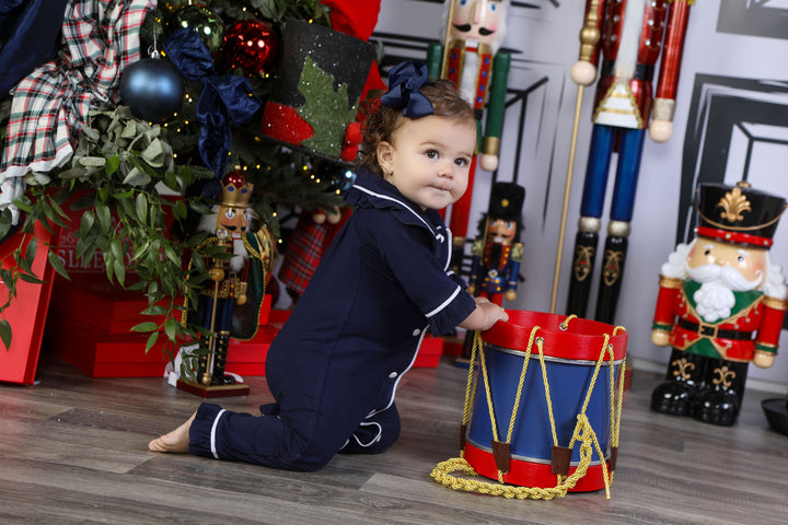 Baby Girl Personalised Navy Luxury Jersey Romper