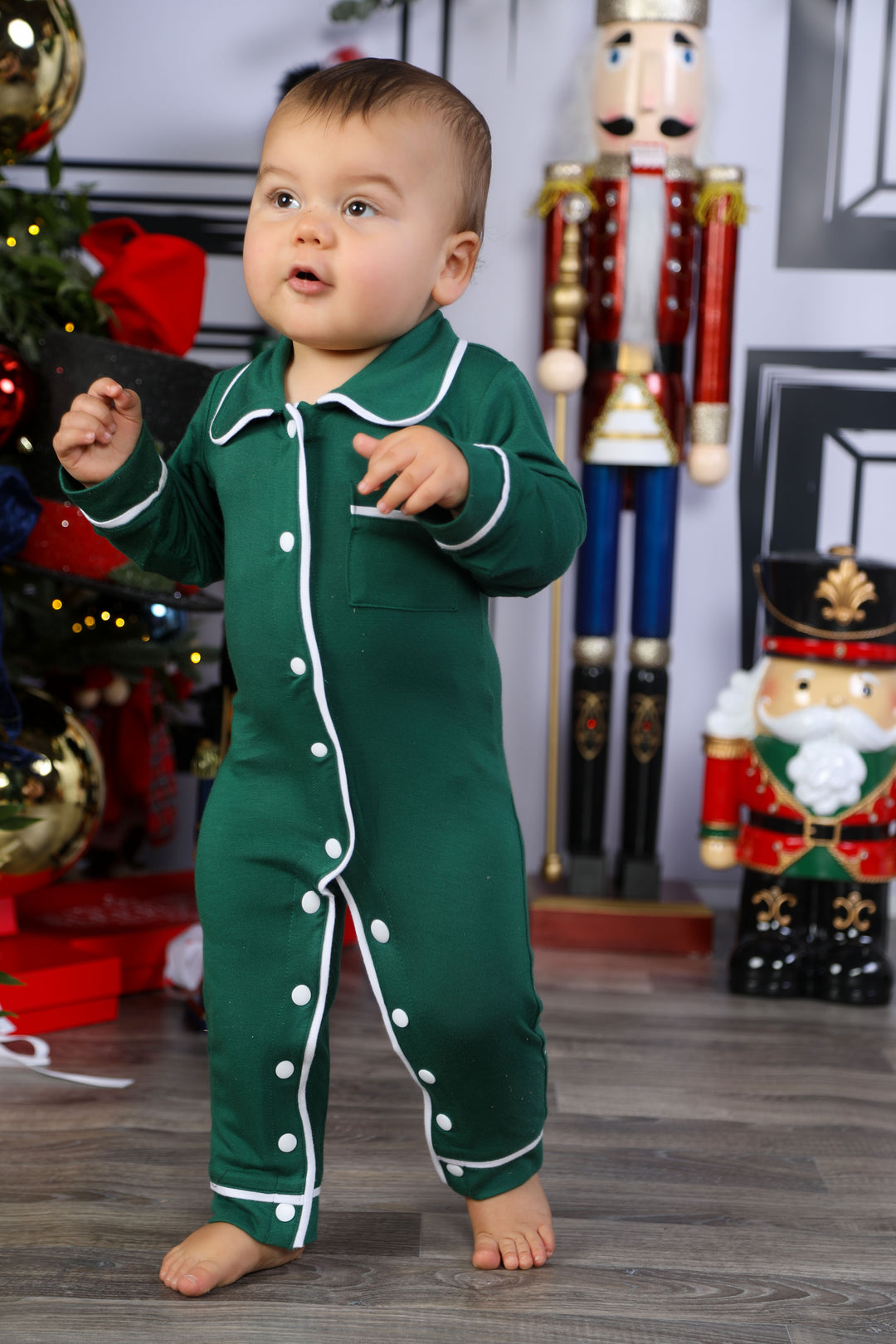 Baby Boy Personalised Green Luxury Jersey Romper 2