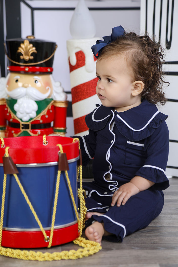 Baby Girl Personalised Navy Luxury Jersey Romper