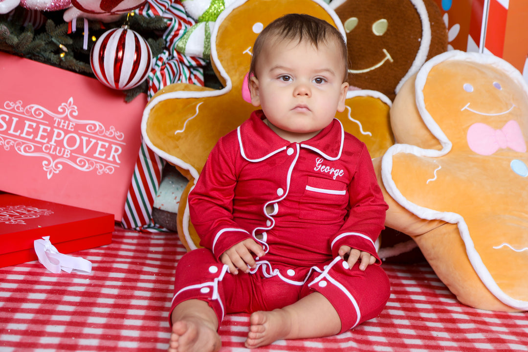 Baby Boy Personalised Red Luxury Jersey Romper