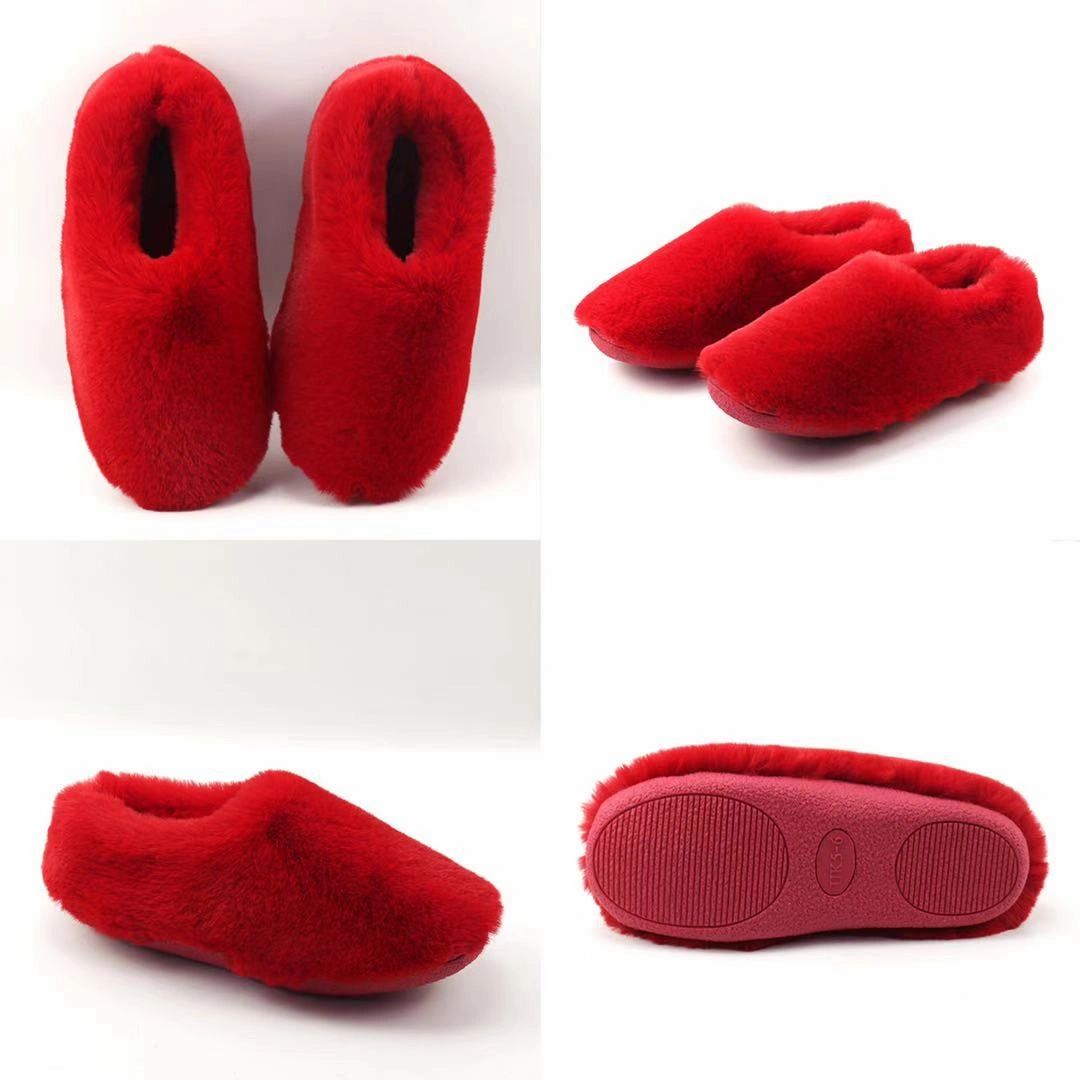 Red Luxury Faux Fur Slippers