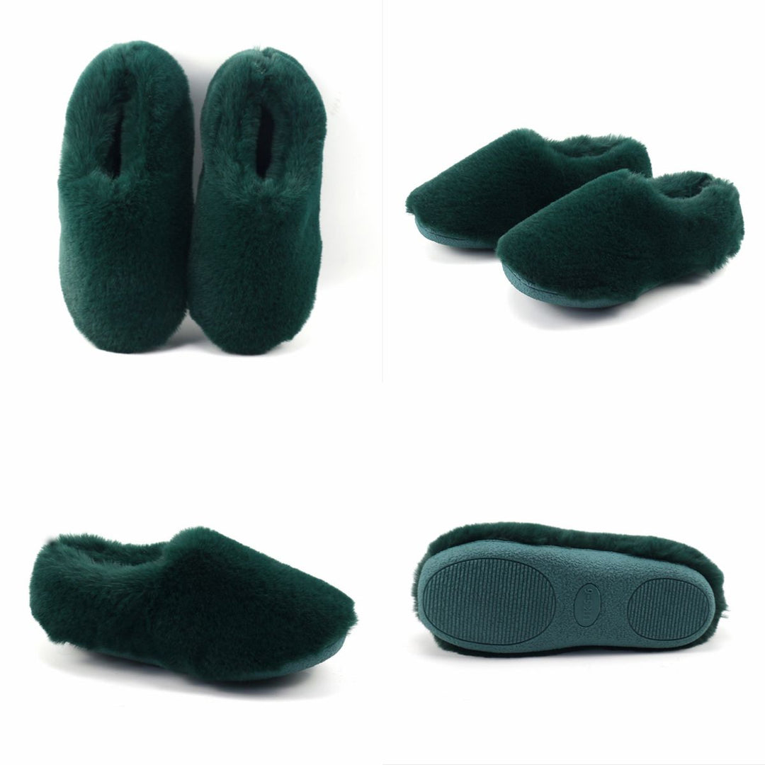 Green Luxury Faux Fur Slippers
